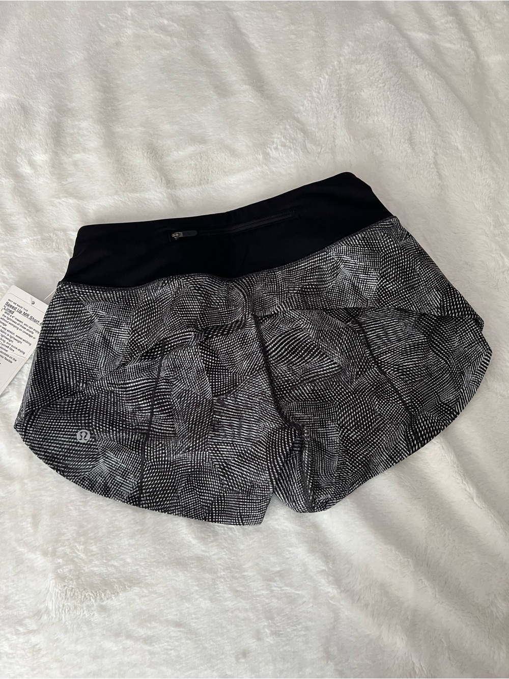 Lululemon Black and White Patterned Women's Athletic Shorts | Size 4 - Picture 2 of 9
